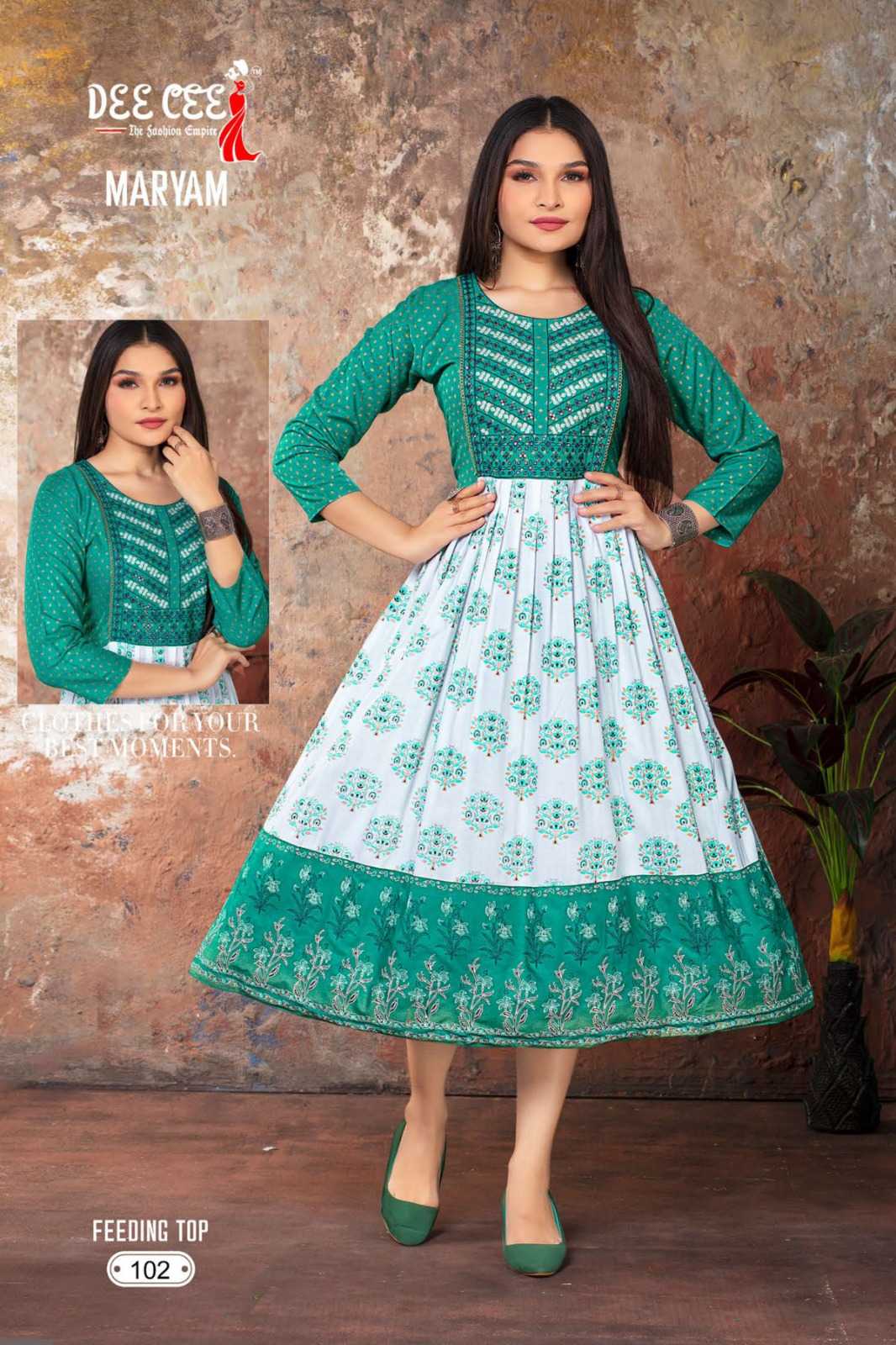 Maryam By Dee Cee Rayon Printed Long Kurtis Wholesale Clothing Suppliers In India
